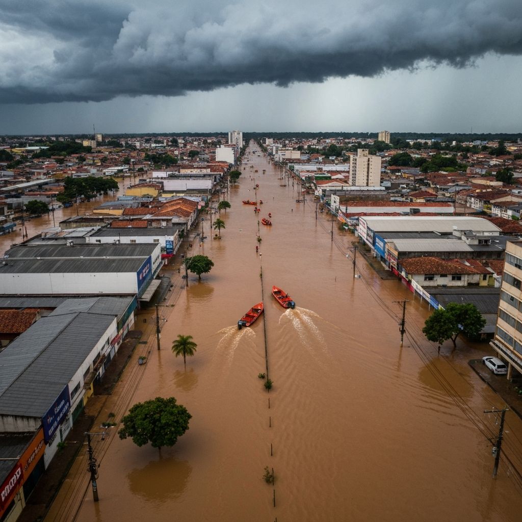 Vista aerea de Juiz de Fora inundada pelas chuvas — Minas Gerais